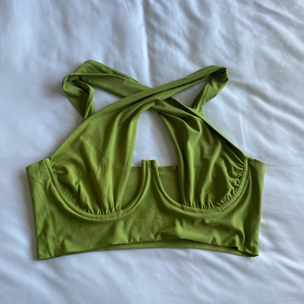 Cross wrap halter crop top
